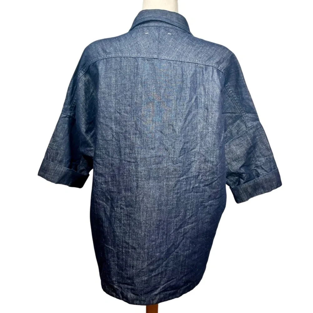 Lafayette 148 New York Linen Dark Blue Indigo Shirt Jacket Pockets Women's P/S - Picture 6 of 9